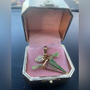 Juicy Couture Gold and Green Pendant charm 2008 vintage with original box
